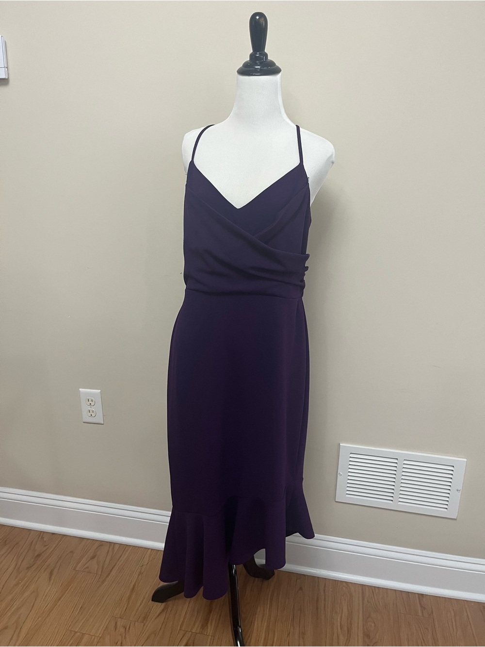 bebe Deep Purple Spaghetti Strap Midi Dress